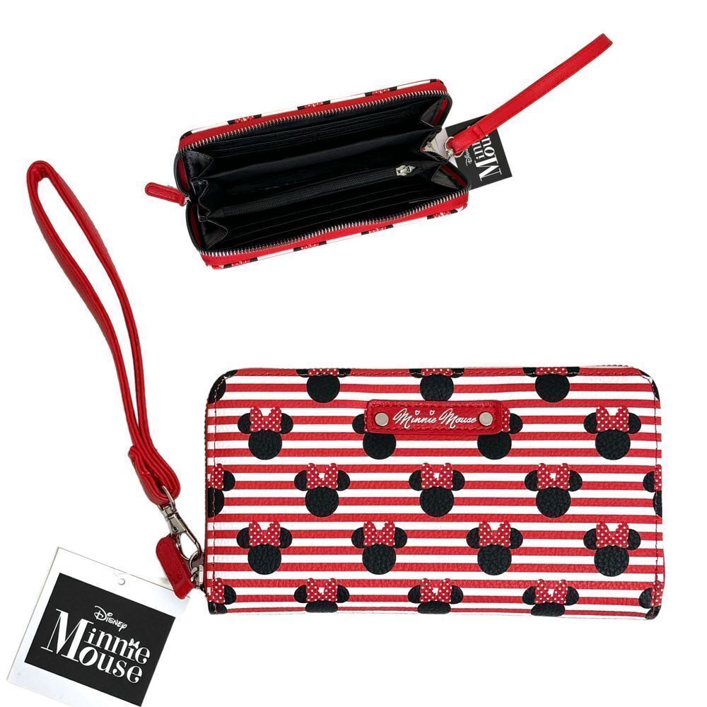 ALDI 2024 Women's Disney Mickey Mouse Red Wallet Outlines Wristlet Zip‎ Around